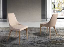 Angel Cerda Dining Chair, Light Beige Fabric, Walnut Legs - thumbnail 3