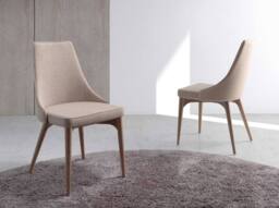 Angel Cerda Dining Chair, Light Beige Fabric, Walnut Legs - thumbnail 6