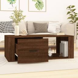 Berkfield Home Decorative Coffee Table Brown Oak 100x50.5x35 cm Engineered Wood - thumbnail 1