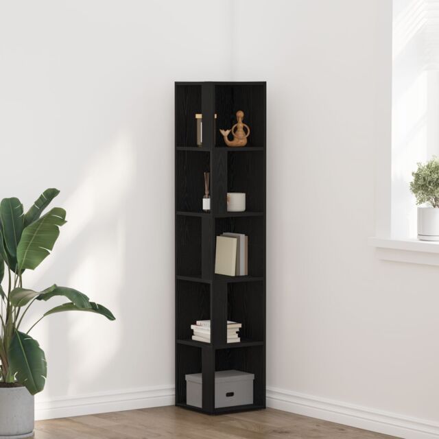 Berkfield Home Corner Cabinet in Black Oak ‚Äì 33x33x164.5 cm Made of Engineered Wood - image 1