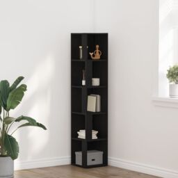 Berkfield Home Corner Cabinet in Black Oak ‚Äì 33x33x164.5 cm Made of Engineered Wood