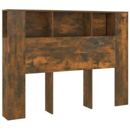Berkfield Home Headboard Cabinet Smoked Oak 140x18.5x104.5 cm in Brown - thumbnail 2