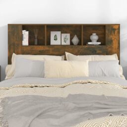 Berkfield Home Headboard Cabinet Smoked Oak 140x18.5x104.5 cm in Brown - thumbnail 5