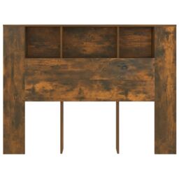 Berkfield Home Headboard Cabinet Smoked Oak 140x18.5x104.5 cm in Brown - thumbnail 3