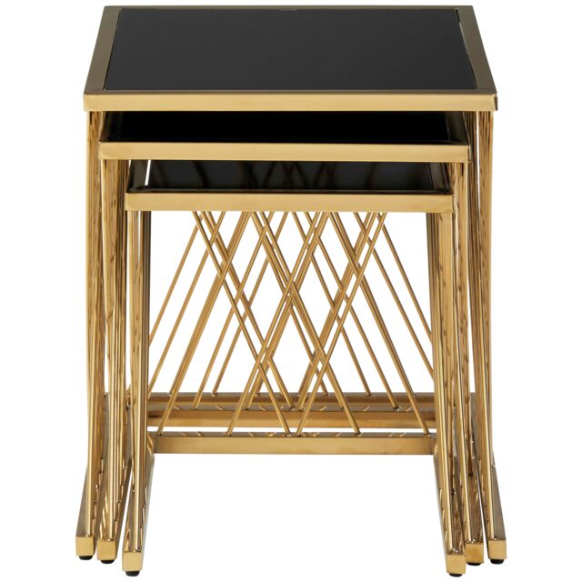 Orsina Verstile Set Of 3 Nesting Tables, Contemporary Design Side Tables, Elegant & Functional Square Tables in Gold - image 1