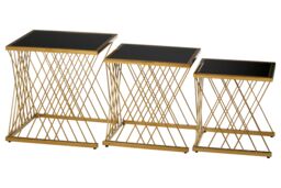 Orsina Verstile Set Of 3 Nesting Tables, Contemporary Design Side Tables, Elegant & Functional Square Tables in Gold - thumbnail 5