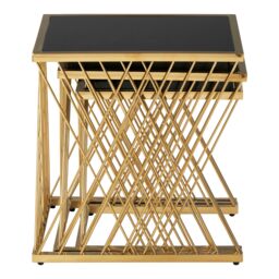 Orsina Verstile Set Of 3 Nesting Tables, Contemporary Design Side Tables, Elegant & Functional Square Tables in Gold - thumbnail 4
