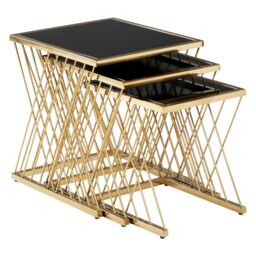 Orsina Verstile Set Of 3 Nesting Tables, Contemporary Design Side Tables, Elegant & Functional Square Tables in Gold - thumbnail 3