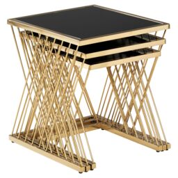 Orsina Verstile Set Of 3 Nesting Tables, Contemporary Design Side Tables, Elegant & Functional Square Tables in Gold - thumbnail 2