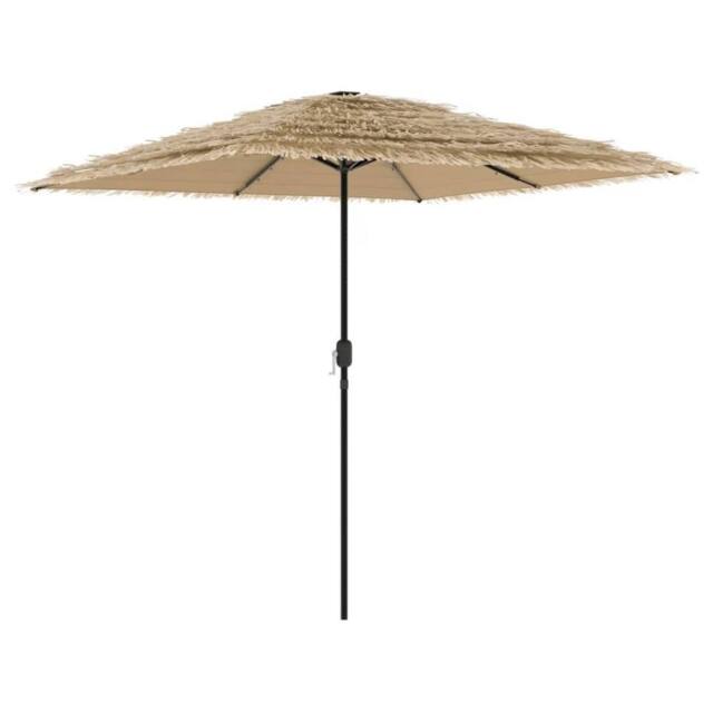 Berkfield Home Garden Parasol with LEDs & Steel Pole Brown 248x248x248 cm - Size: 248 x 248 x 248 cm - image 1