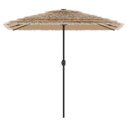 Berkfield Home Garden Parasol with LEDs & Steel Pole Brown 248x248x248 cm - Size: 248 x 248 x 248 cm - thumbnail 6
