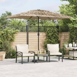 Berkfield Home Garden Parasol with LEDs & Steel Pole Brown 248x248x248 cm - Size: 248 x 248 x 248 cm - thumbnail 2