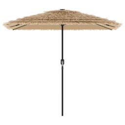 Berkfield Home Garden Parasol with LEDs & Steel Pole Brown 248x248x248 cm - Size: 248 x 248 x 248 cm - thumbnail 4
