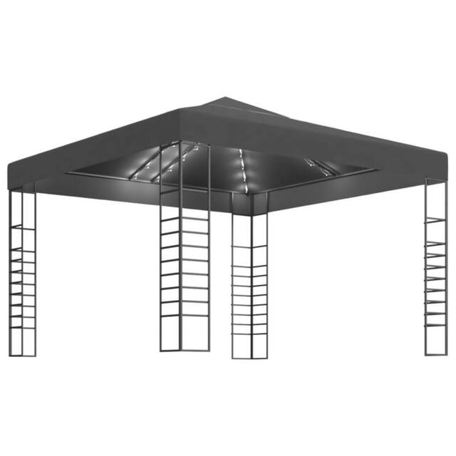 Berkfield Home Garden Marquee with LED String Lights 3x3 m Anthracite in Charcoal - image 1