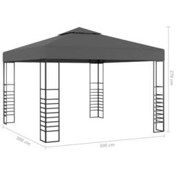 Berkfield Home Garden Marquee with LED String Lights 3x3 m Anthracite in Charcoal - thumbnail 9