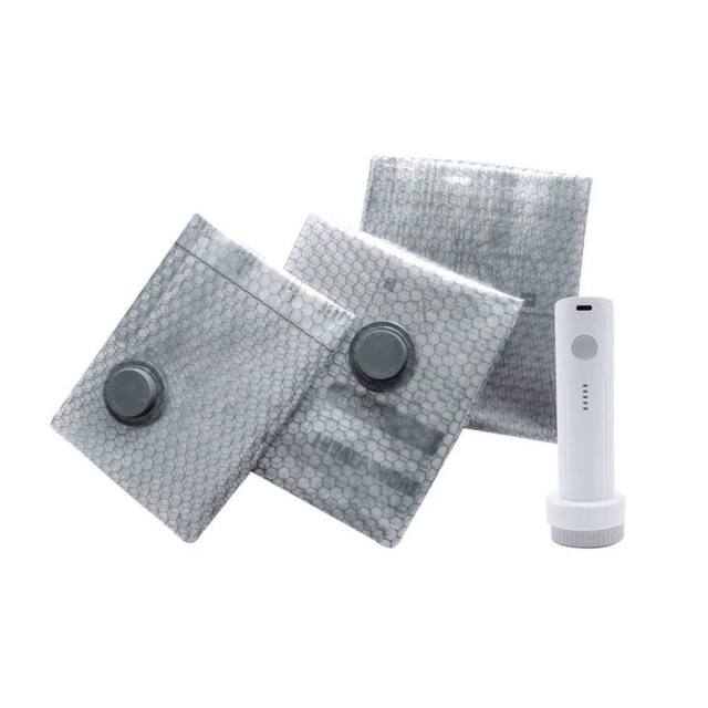 FLAVORA 12x Vacuum Storage Bags Set With Electric Air Pump in Silver - Size: 500mm - image 1