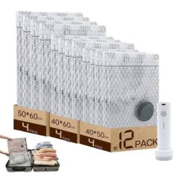 FLAVORA 12x Vacuum Storage Bags Set With Electric Air Pump in Silver - Size: 500mm - thumbnail 2