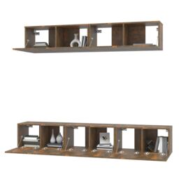 Berkfield Home 5 Piece TV Cabinet Set Smoked Oak Engineered Wood in Brown - thumbnail 4