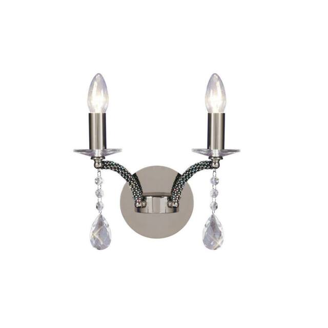 Netlighting Fiore Wall Lamp Switched 2 Candle Light Black Chrome Crystal in Silver - image 1