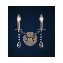 Netlighting Fiore Wall Lamp Switched 2 Candle Light Black Chrome Crystal in Silver - thumbnail 2
