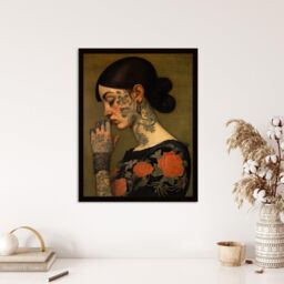 Wee Blue Coo Wall Art Print Dare To Be Different Tattooed Female Living Room Framed in Brown - Size: A4 - thumbnail 4