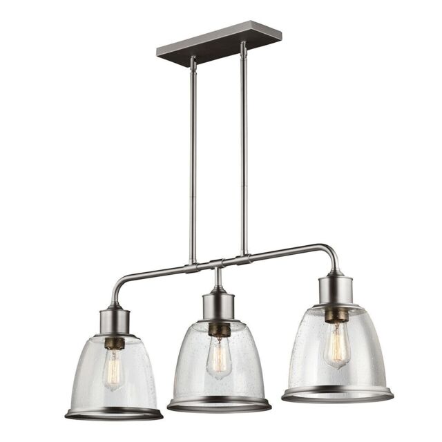 Loops 3 Bulb Chandelier Hanging Pendant LIght Satin Nickel LED E27 75W Bulb in Metallics