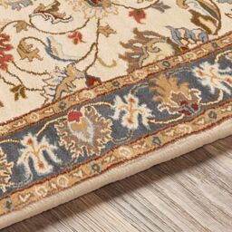 Livabliss Caesar-Hand Tufted Blue Brown Wool Traditional Living Dining Bedroom Rug in Tan - Size: 120 cm x 120 cm - thumbnail 7