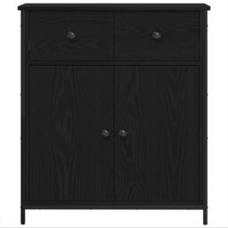 Berkfield Home Sideboard Black Oak 70x30x80 cm Engineered Wood & Steel - Size: 70 x 30 x 80 cm - thumbnail 6