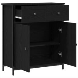 Berkfield Home Sideboard Black Oak 70x30x80 cm Engineered Wood & Steel - Size: 70 x 30 x 80 cm - thumbnail 5