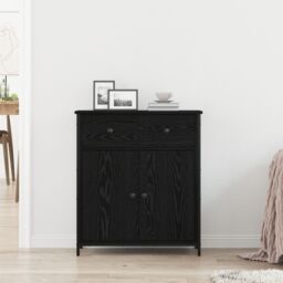 Berkfield Home Sideboard Black Oak 70x30x80 cm Engineered Wood & Steel - Size: 70 x 30 x 80 cm - thumbnail 4