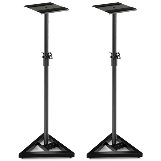Costway Adjustable Studio Monitor Stands Pair Studio Speaker Stands W/ Triangular Base in Black - image 1