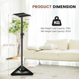 Costway Adjustable Studio Monitor Stands Pair Studio Speaker Stands W/ Triangular Base in Black - thumbnail 2