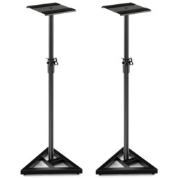 Costway Adjustable Studio Monitor Stands Pair Studio Speaker Stands W/ Triangular Base in Black - thumbnail 1