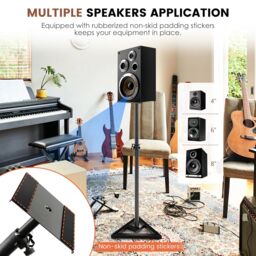 Costway Adjustable Studio Monitor Stands Pair Studio Speaker Stands W/ Triangular Base in Black - thumbnail 6