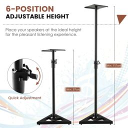 Costway Adjustable Studio Monitor Stands Pair Studio Speaker Stands W/ Triangular Base in Black - thumbnail 5