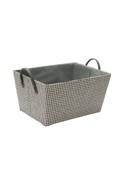 JVL Silva Rectangular Fabric Storage Box with Handles Grey - image 1
