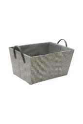 JVL Silva Rectangular Fabric Storage Box with Handles Grey - thumbnail 1