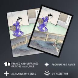 "Artery8 Orchid Broken Plant Pot & Cat Japan Wall Art Print Ogata Gekko in Purple - Size: W18"" x H24""" - thumbnail 2
