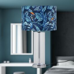 First Choice Lighting Aura - Chrome Table Lamp with Toucan Velvet Shade in Silver - thumbnail 6
