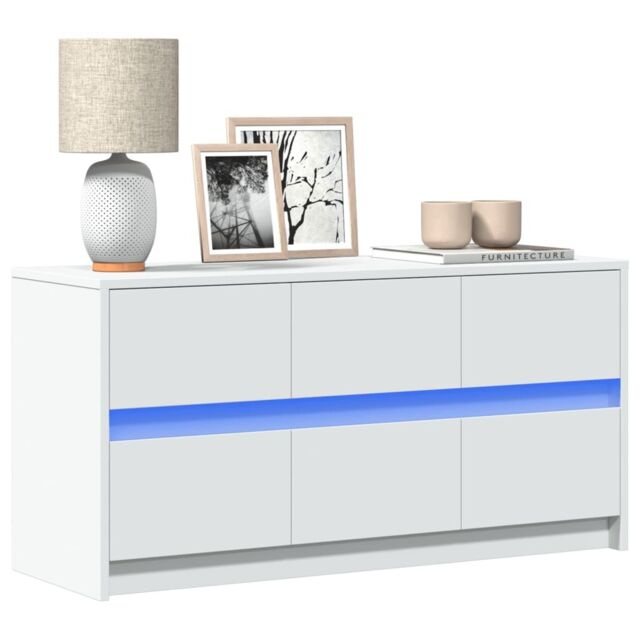 Berkfield Home TV Cabinet with LED White 100x34x50 cm Engineered Wood - Size: 100 x 34 x 50 cm - image 1