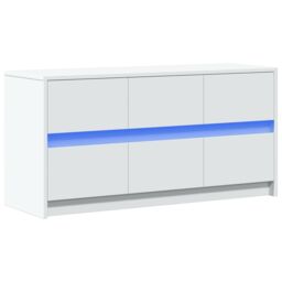 Berkfield Home TV Cabinet with LED White 100x34x50 cm Engineered Wood - Size: 100 x 34 x 50 cm - thumbnail 3