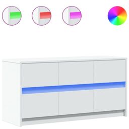 Berkfield Home TV Cabinet with LED White 100x34x50 cm Engineered Wood - Size: 100 x 34 x 50 cm - thumbnail 2