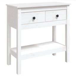 Berkfield Home Console Table White 75x35x75 cm Solid Wood Pine - Size: 75 x 35 x 75 cm - thumbnail 2
