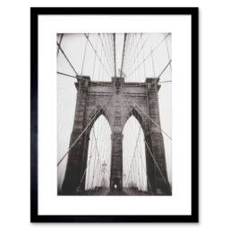 "Artery8 Photo Black White Ray Henders Brooklyn Bridge 12x16"" Framed Art Print in Grey - Size: W12"" x H16""" - thumbnail 1