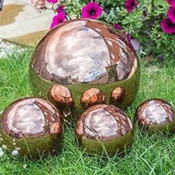 Primrose Copper Effect Stainless Steel Gazing Globe Sphere Garden Ornament 10cm - thumbnail 4