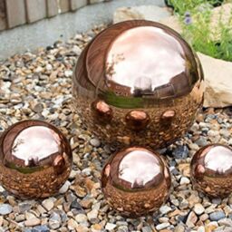 Primrose Copper Effect Stainless Steel Gazing Globe Sphere Garden Ornament 10cm - thumbnail 3