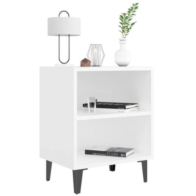 Berkfield Home Sturdy Bed Cabinet with Metal Legs White 40x30x50 cm - Size: 40 x 30 x 50 cm - image 1