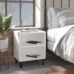 Berkfield Home Sturdy Bed Cabinet with Metal Legs White 40x30x50 cm - Size: 40 x 30 x 50 cm - thumbnail 2