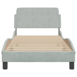 Berkfield Home Bed Frame without Mattress Light Grey 90x190 cm Single Velvet - thumbnail 4
