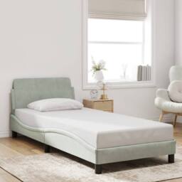 Berkfield Home Bed Frame without Mattress Light Grey 90x190 cm Single Velvet - thumbnail 1